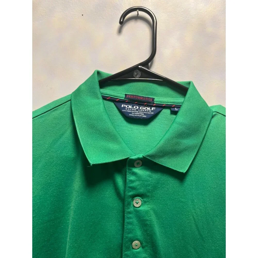 Polo Ralph Lauren Men's Gree Size Large Performance Polo Shirt Golf Short Sleeve